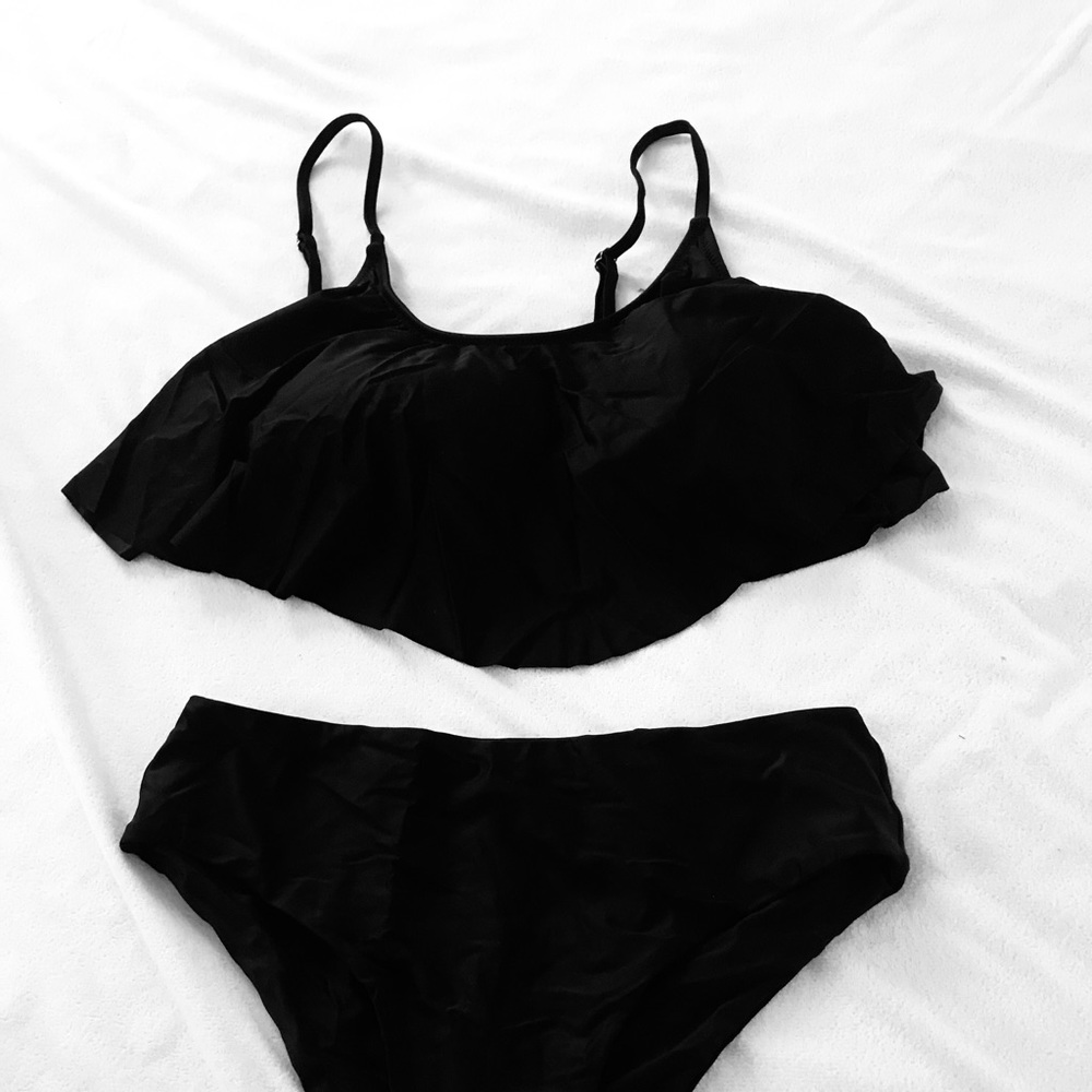 Two piece black bathing suit